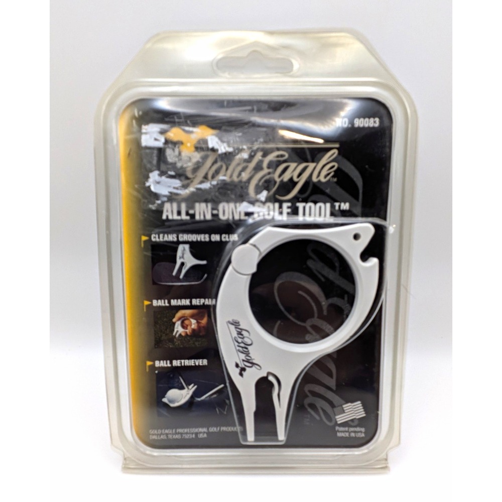 Gold Eagle All-In-One Golf Tool Ball Retriever Groove Cleaner White/Black 90083